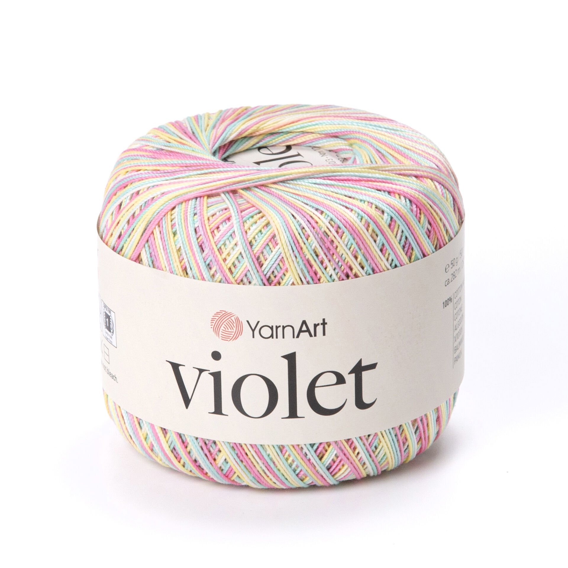 YARNART VIOLET MELANGE - MULTICOLOR MERCERIZED LACE YARN VARIEGATED - 502