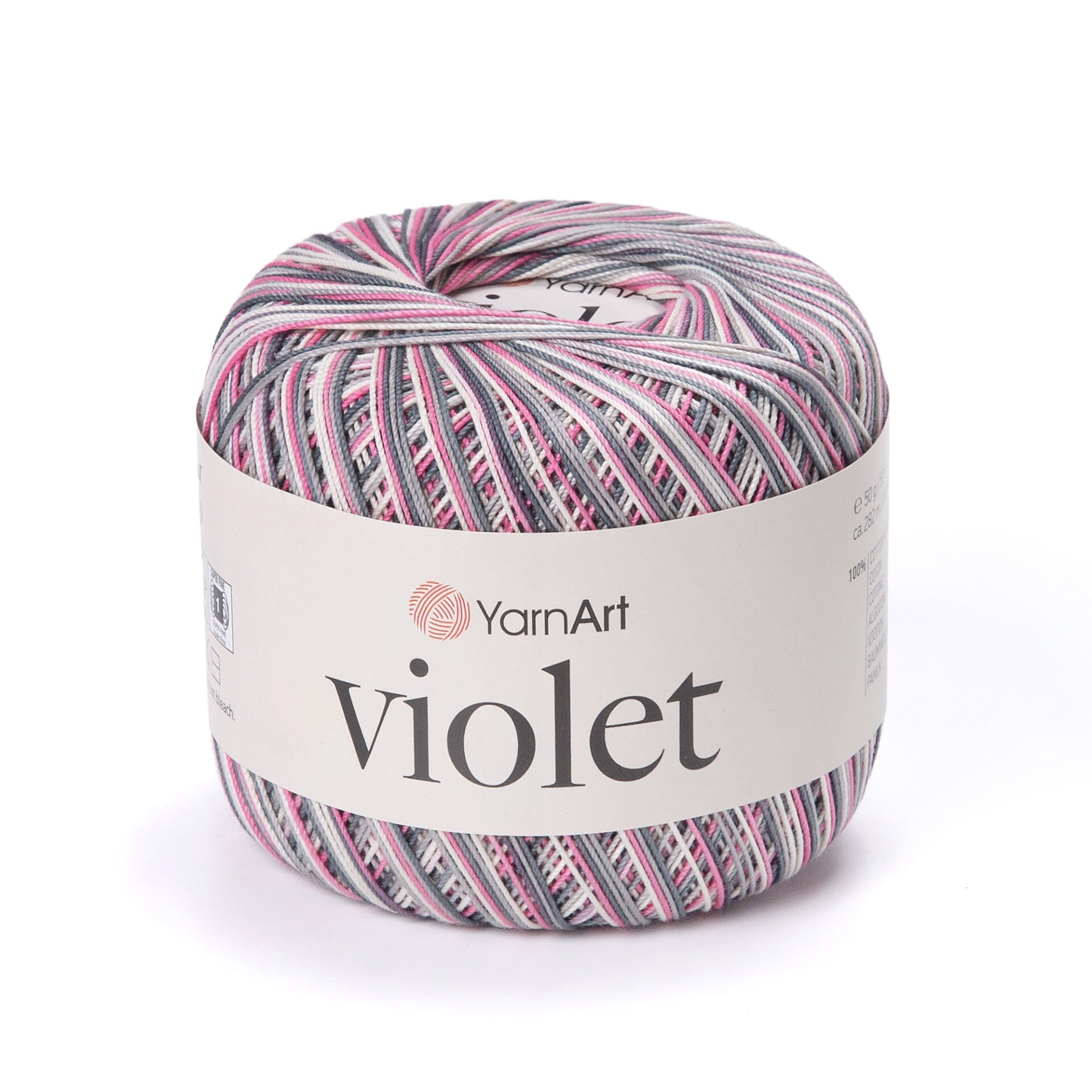 YARNART VIOLET MELANGE - MULTICOLOR MERCERIZED LACE YARN VARIEGATED - 504