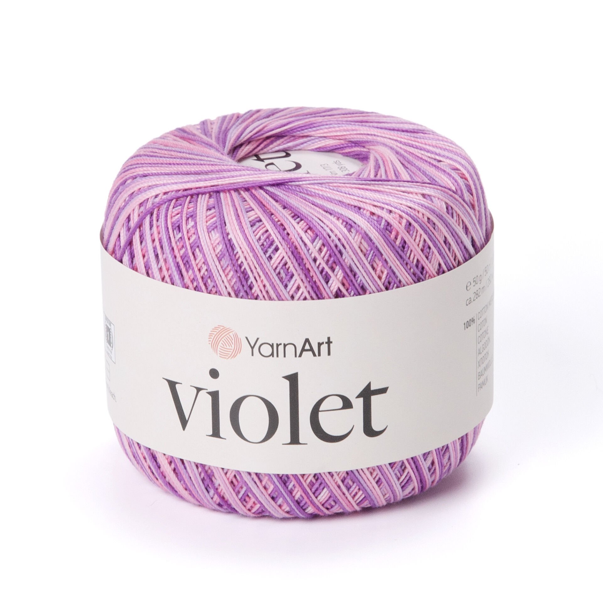 YARNART VIOLET MELANGE - MULTICOLOR MERCERIZED LACE YARN VARIEGATED - 508