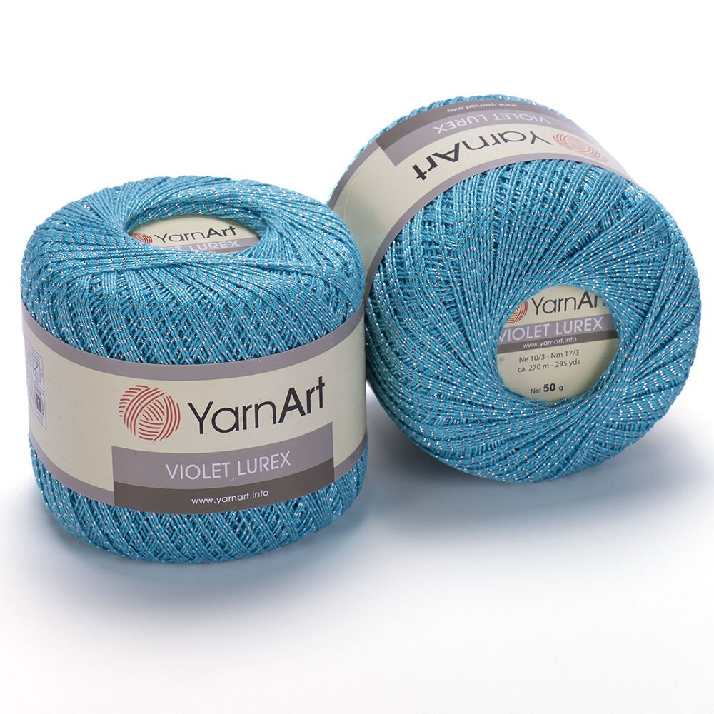 YARNART VIOLET LUREX - GLITTERY MERCERISED LACE YARN BLUE - 10008