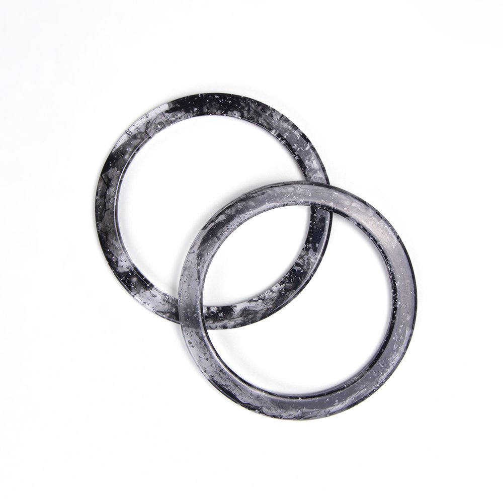 ACRYLIC ROUND BAG HANDLE - 2 PCS BLACK-GLITTERY