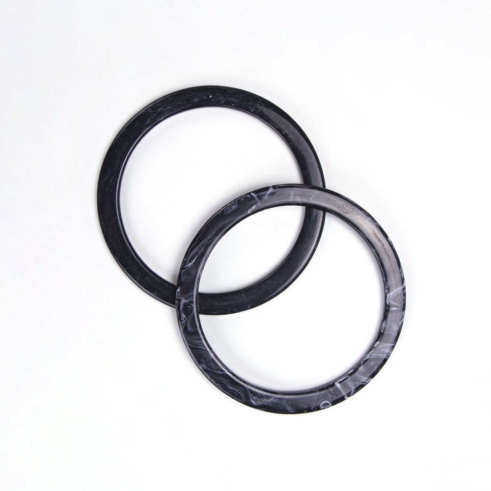 ACRYLIC ROUND BAG HANDLE - 2 PCS BLACK
