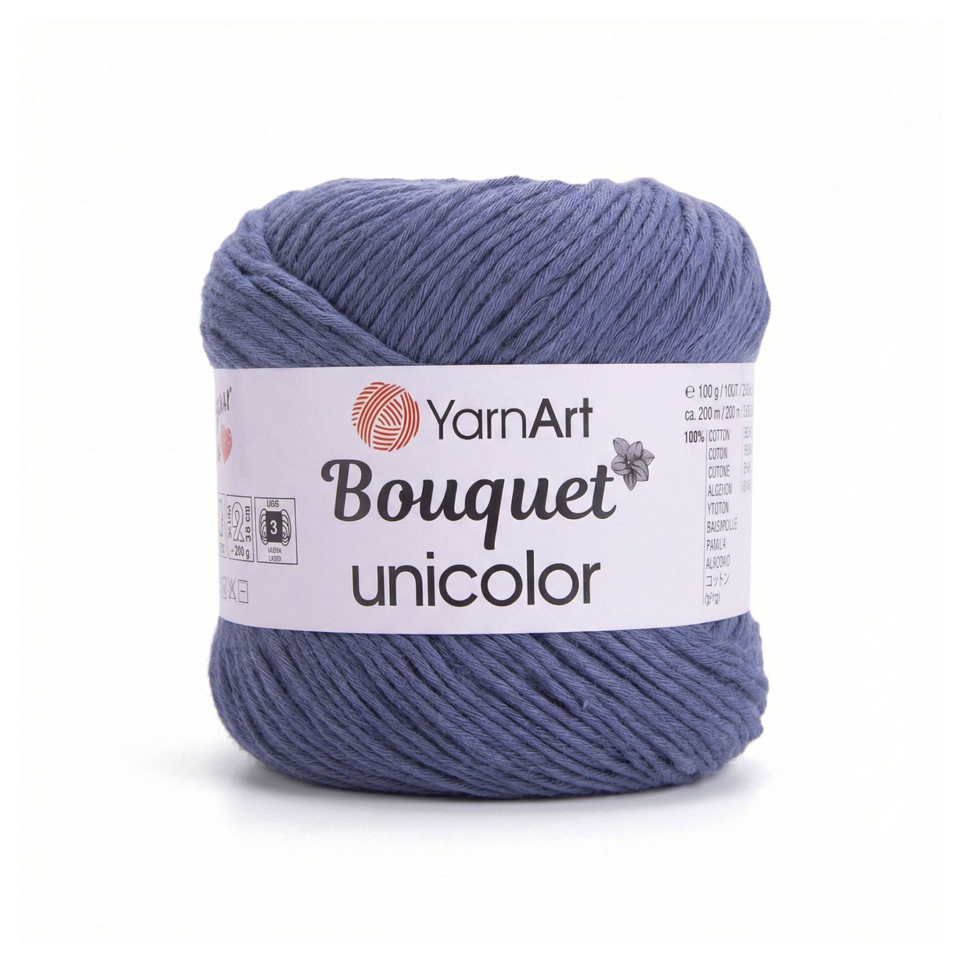 YARNART BOUQUET UNICOLOR -  KNITTING YARN BLUE-GREY - 3204