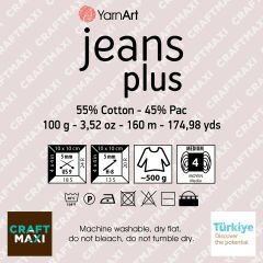 YARNART JEANS PLUS - KNITTING YARN LIGHT GREY - 49