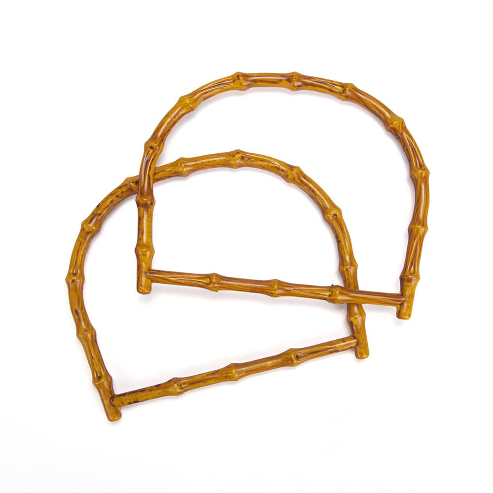 BAMBOO LOOKING D MODEL BAG HANDLE 2 PCS WOOD