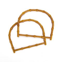 BAMBOO LOOKING D MODEL BAG HANDLE 2 PCS WOOD