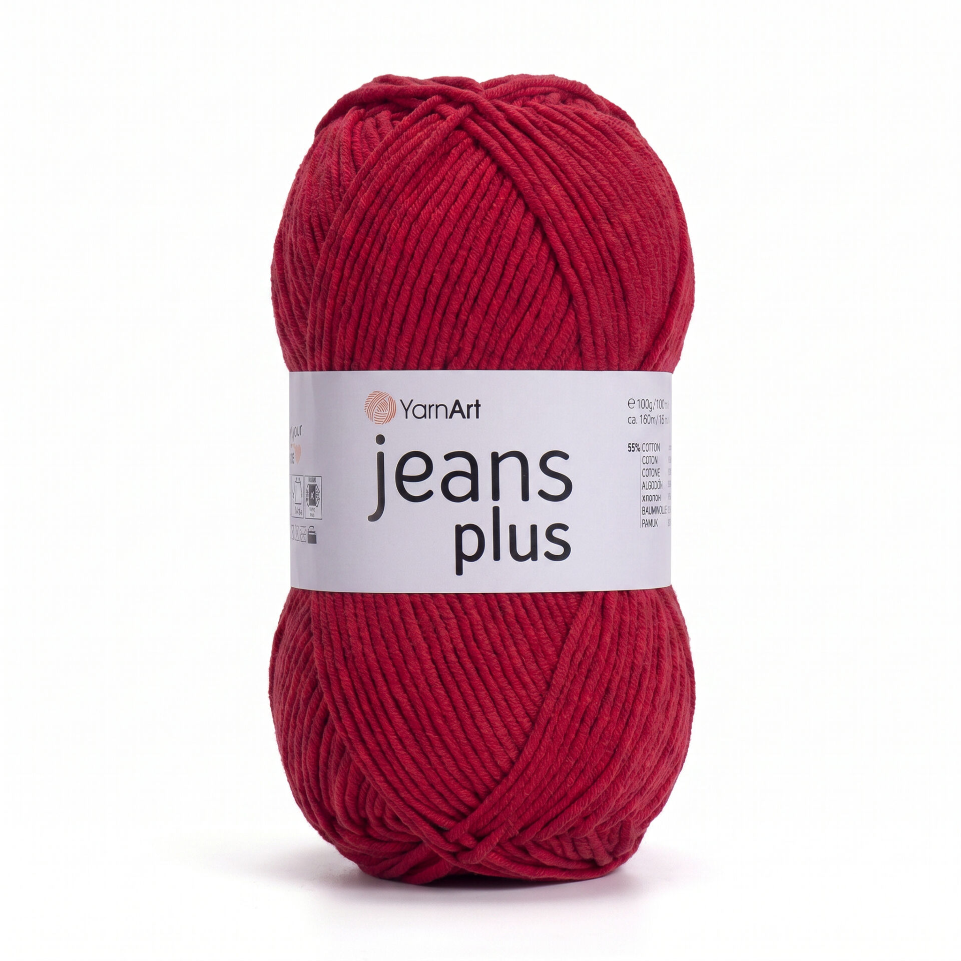 YARNART JEANS PLUS - KNITTING YARN RED - 90