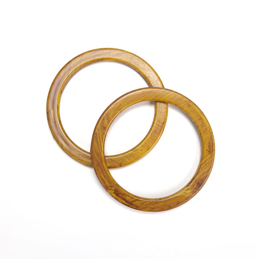 ACRYLIC ROUND BAG HANDLE 12.5 CM 2 PCS WOOD
