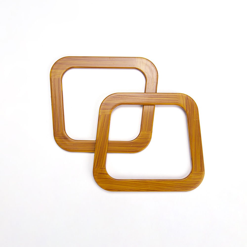 ACRYLIC SQUARE BAG HANDLE 2 PCS WOOD