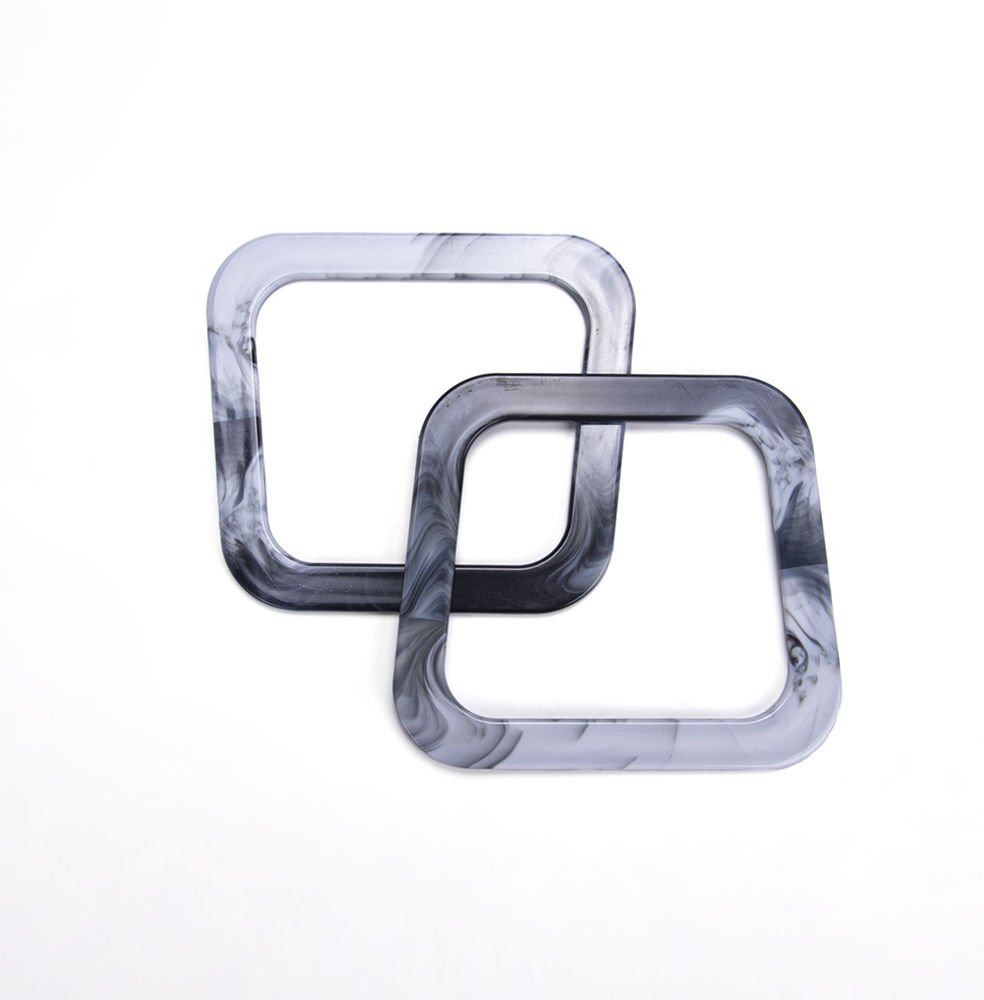 ACRYLIC SQUARE BAG HANDLE 2 PCS BLACK