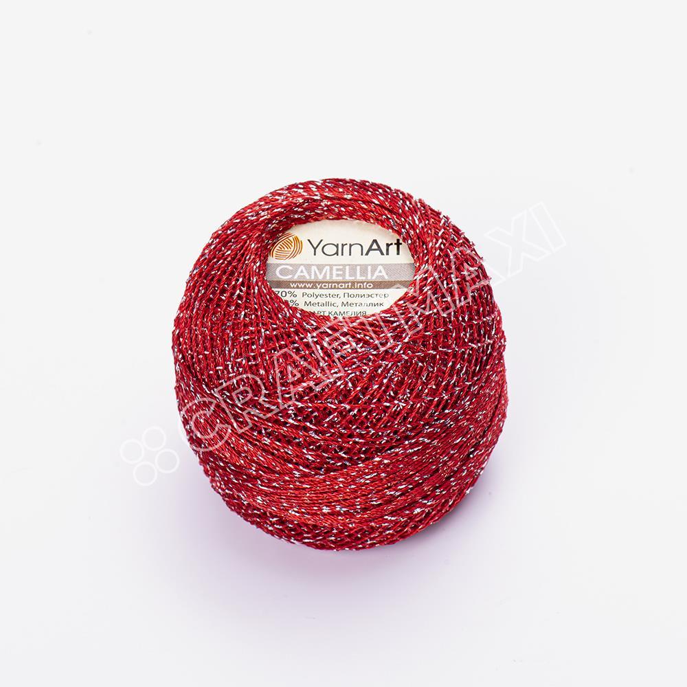 YARNART CAMELLIA - GLITTERY LACE YARN RED - 416