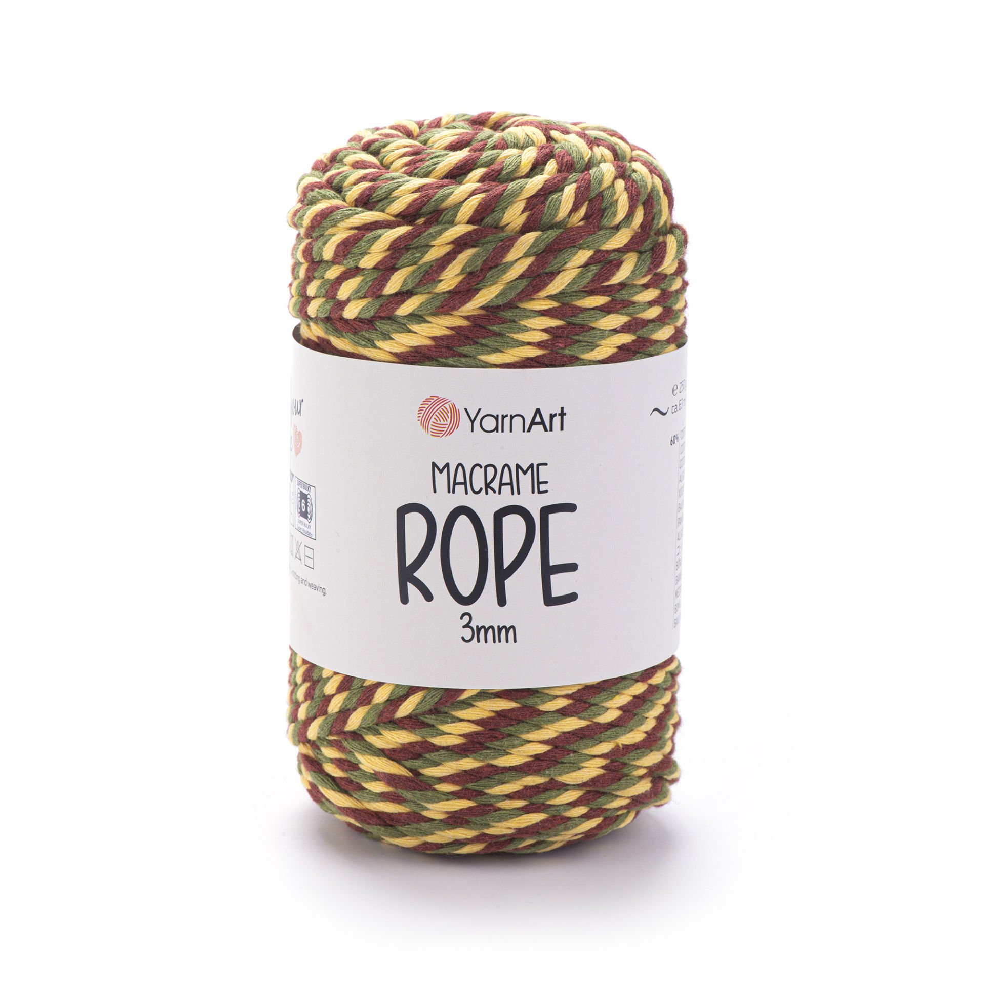 YARNART MACRAME ROPE 3 MM - MACRAME CORD VARIEGATED - 823