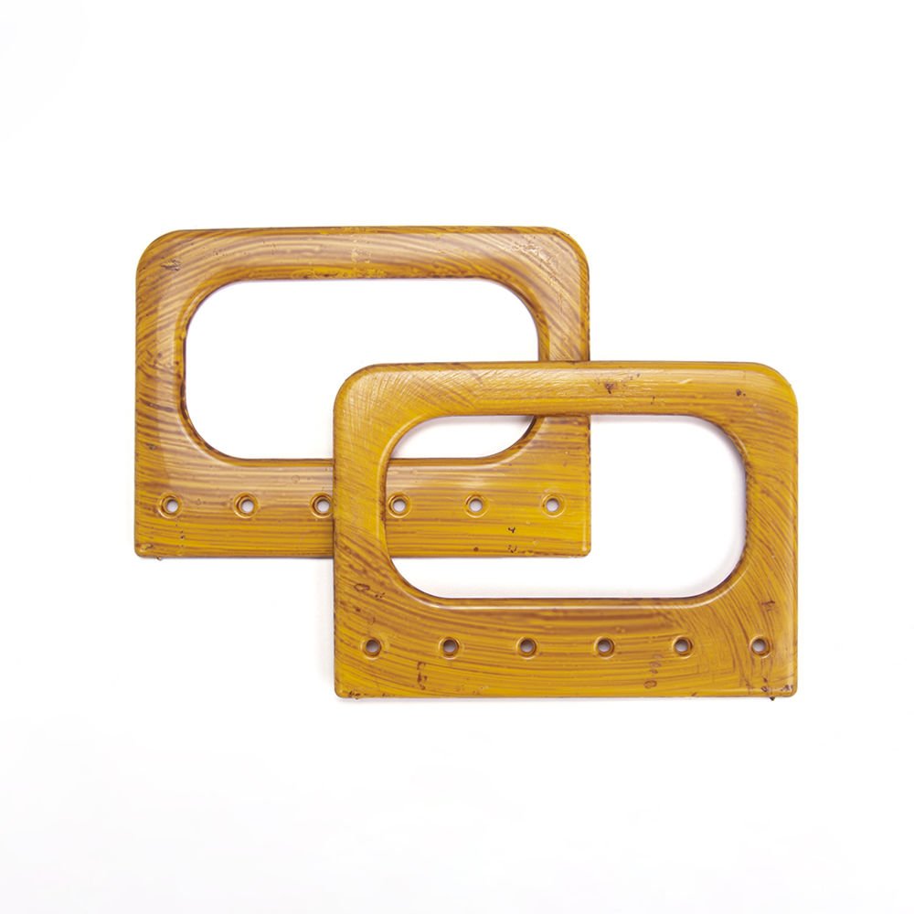 RECTANGULAR PERFORATED BAG HANDLE 2 PCS WOOD