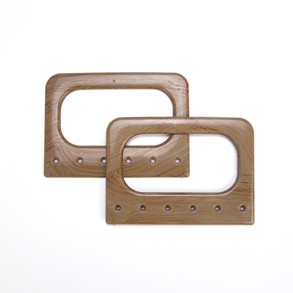 RECTANGULAR PERFORATED BAG HANDLE 2 PCS BROWN