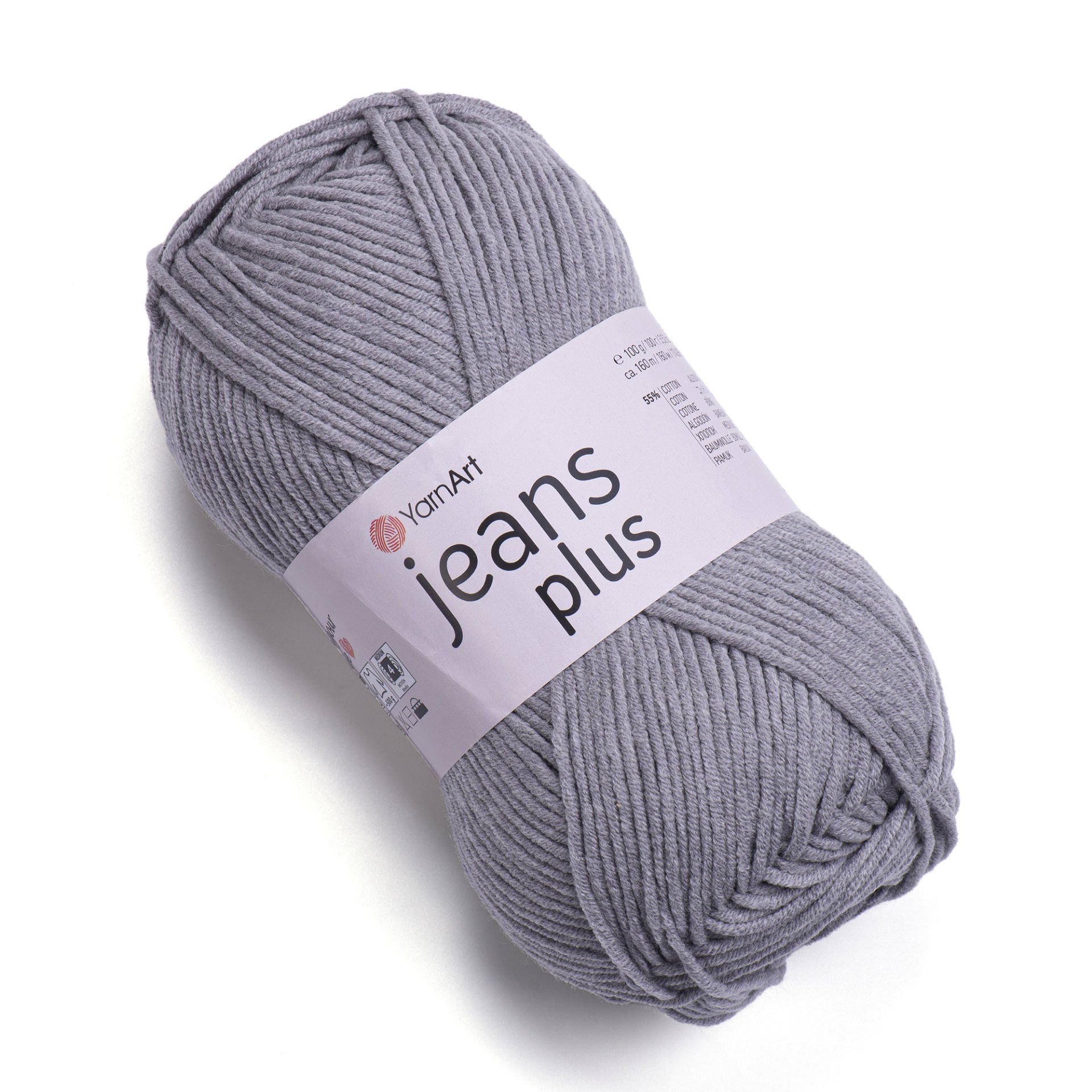 YARNART JEANS PLUS - KNITTING YARN GREY - 46