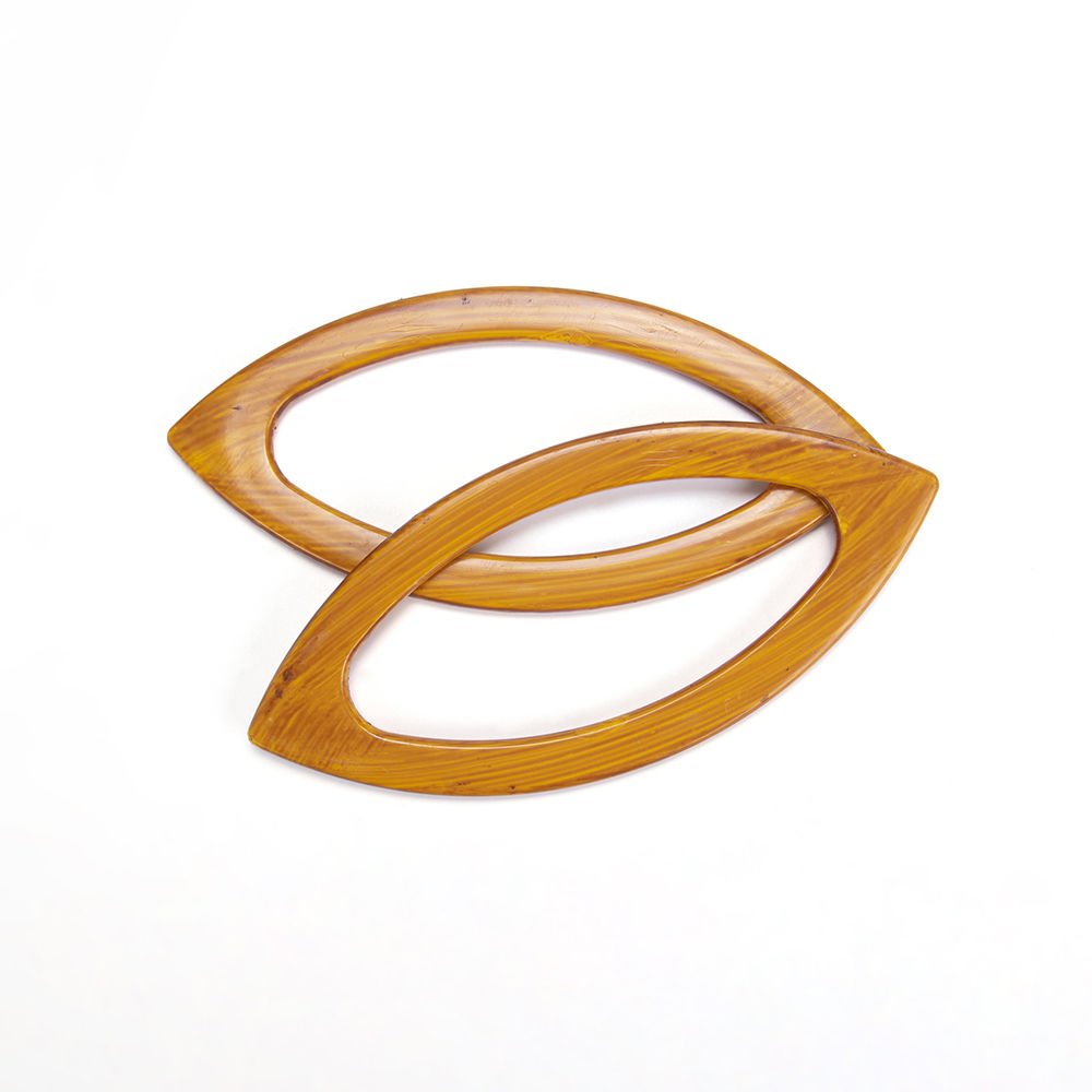 EYE SHAPED BAG HANDLE 2 PCS WOOD