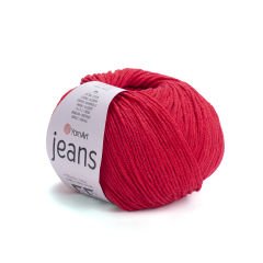 YARNART JEANS - KNITTING YARN RED - 90