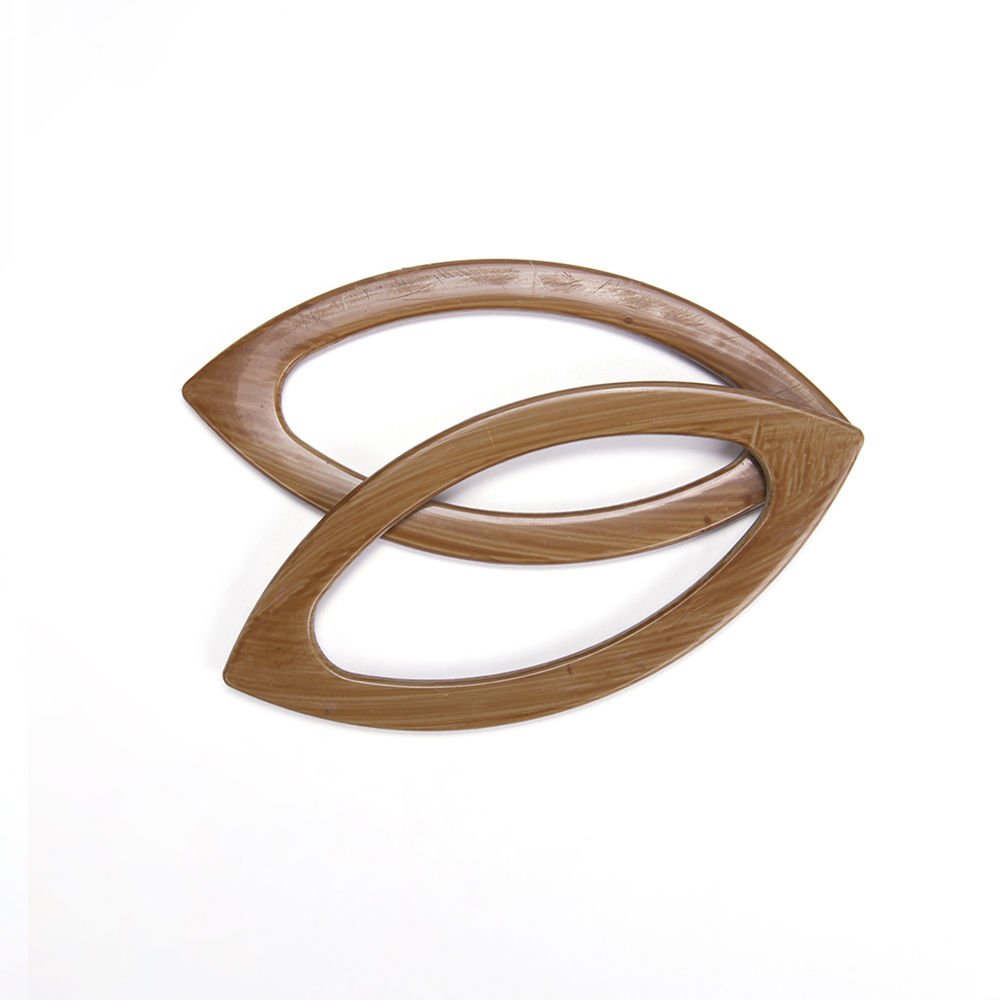 EYE SHAPED BAG HANDLE 2 PCS BROWN