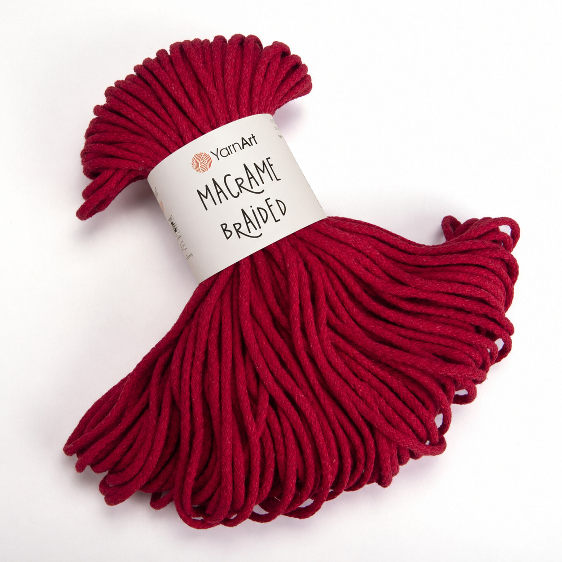 YARNART MACRAME BRAIDED - MACRAME CORD RED - 773
