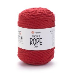 YARNART MACRAME ROPE 5 MM - MACRAME CORD RED - 773