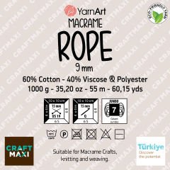 YARNART MACRAME ROPE 9MM - MACRAME CORD DARK GREY - 758