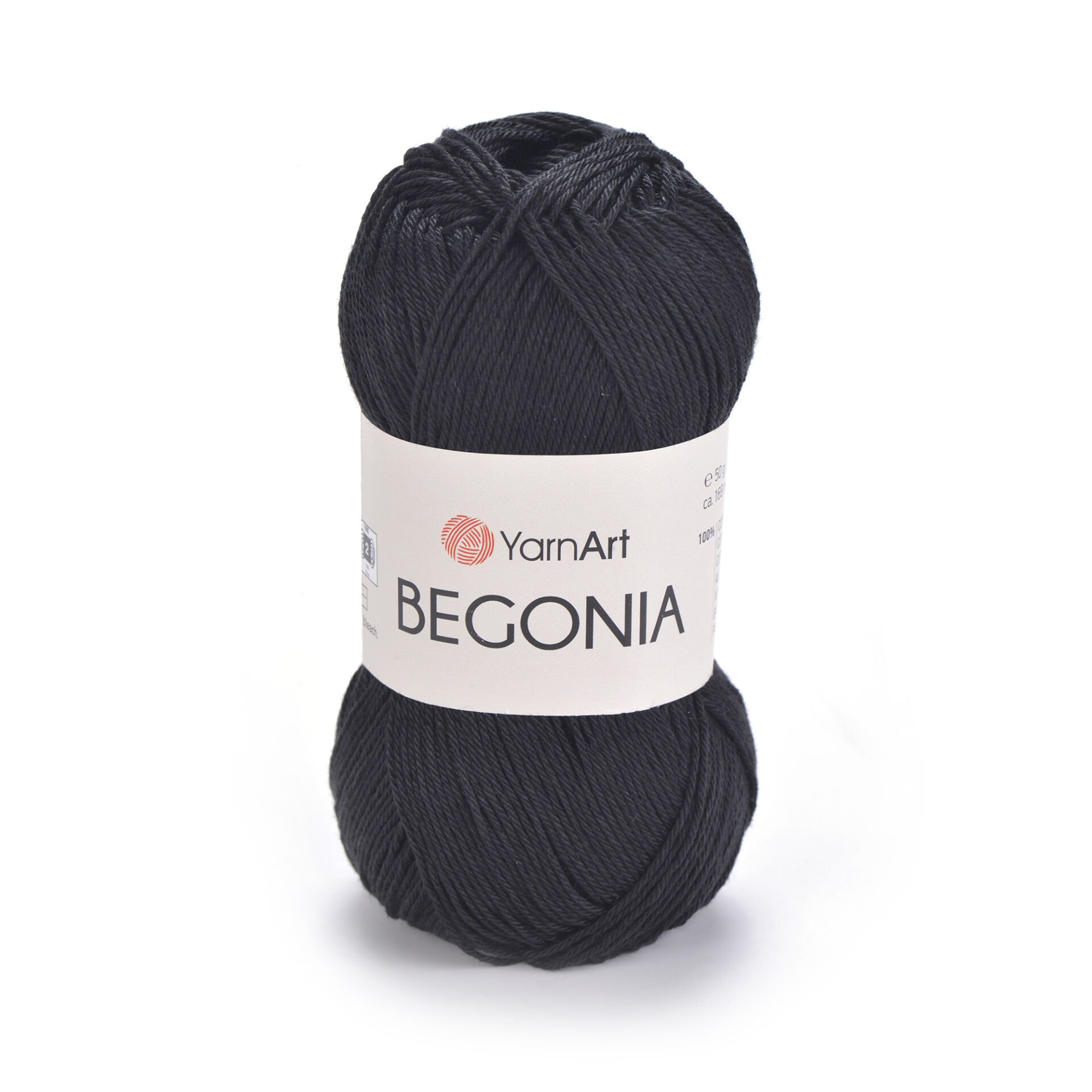YARNART BEGONIA - MERCERIZED KNITTING YARN BLACK - 999