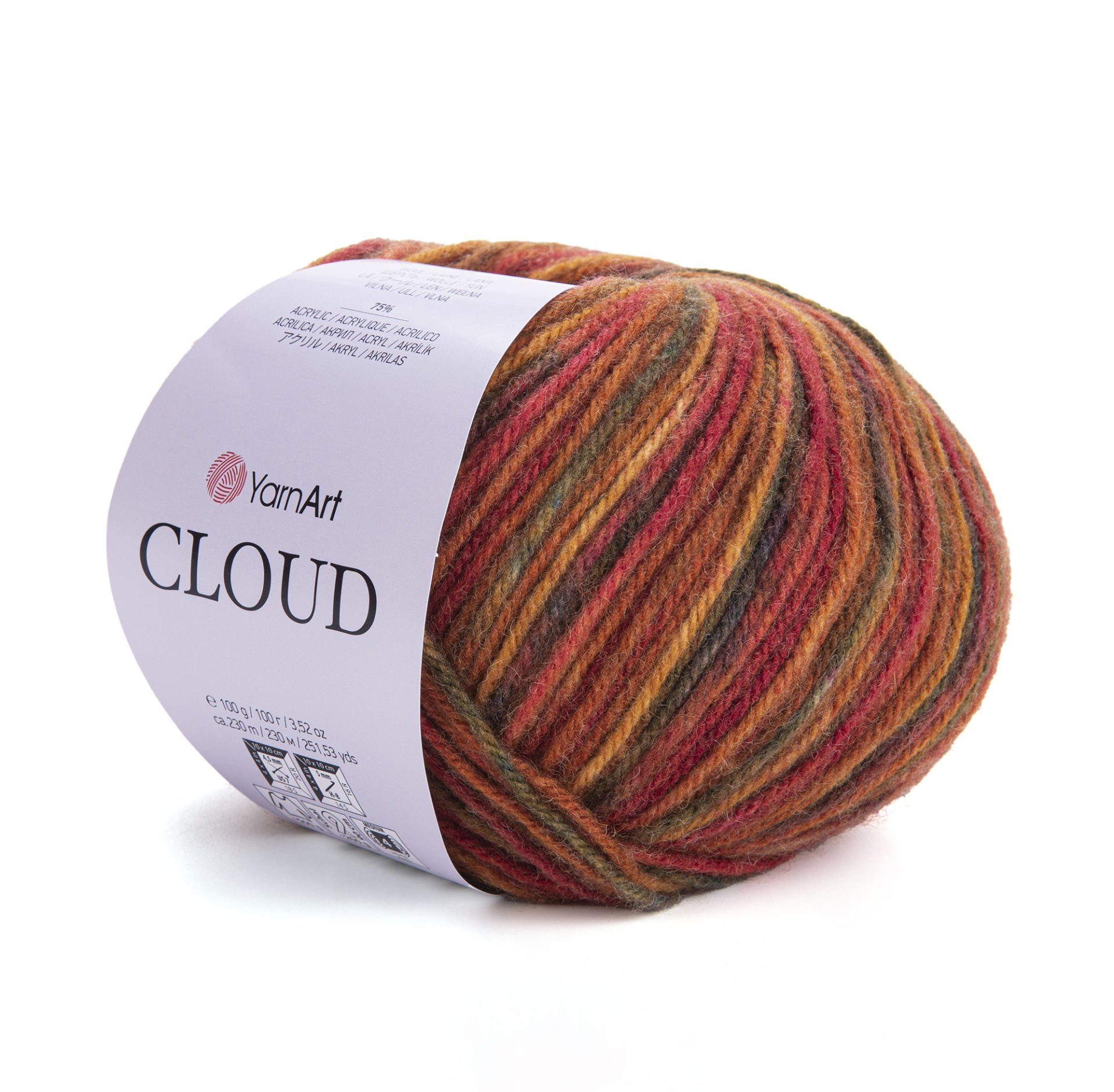 YARNART CLOUD - MULTICOLOR KNITTING YARN VARIEGATED - 9204