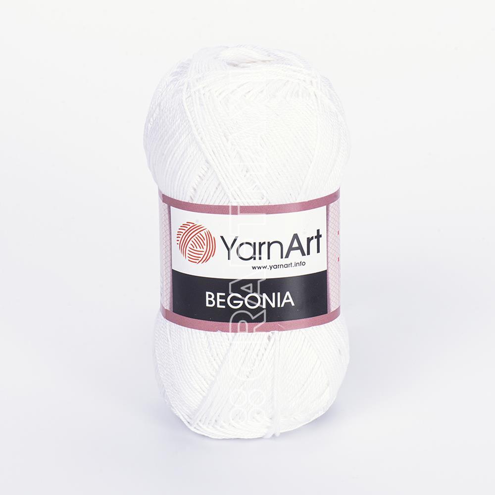 YARNART BEGONIA - MERCERISIERTE Strickgarn OPTIC WEISS - 1000