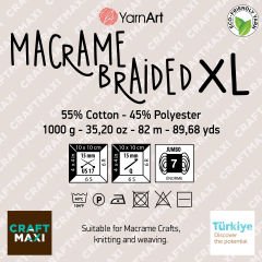 YARNART MACRAME BRAIDED XL - MACRAME ROPE WHITE - 751