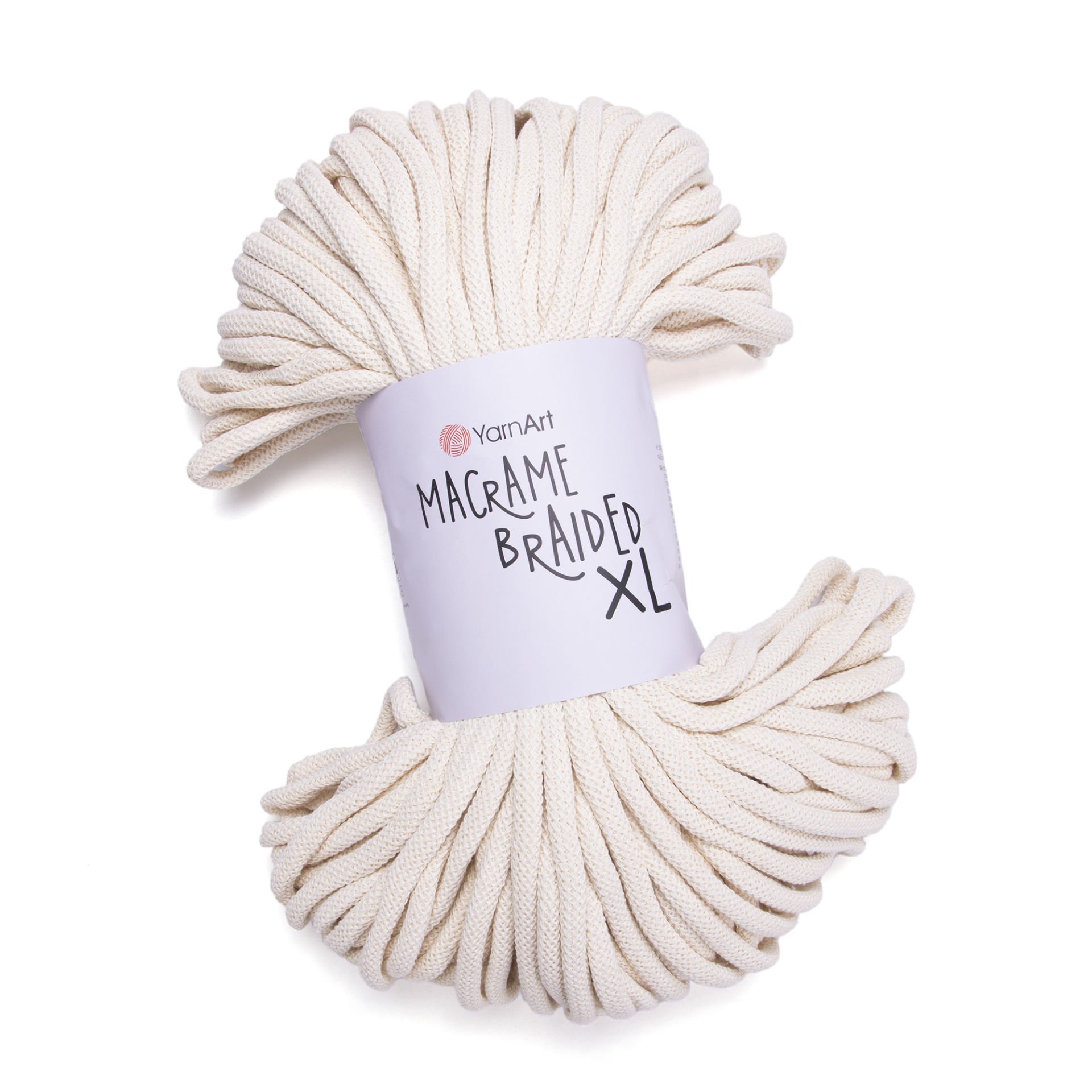 YARNART MACRAME BRAIDED XL - MACRAME ROPE CREAM - 752
