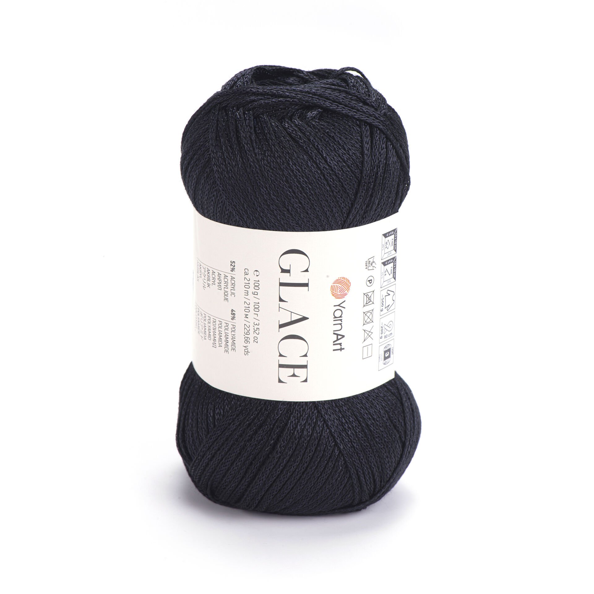 YARNART GLACE - KNITTING YARN BLACK - 7310