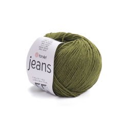 YARNART JEANS - KNITTING YARN OLIVE GREEN - 82