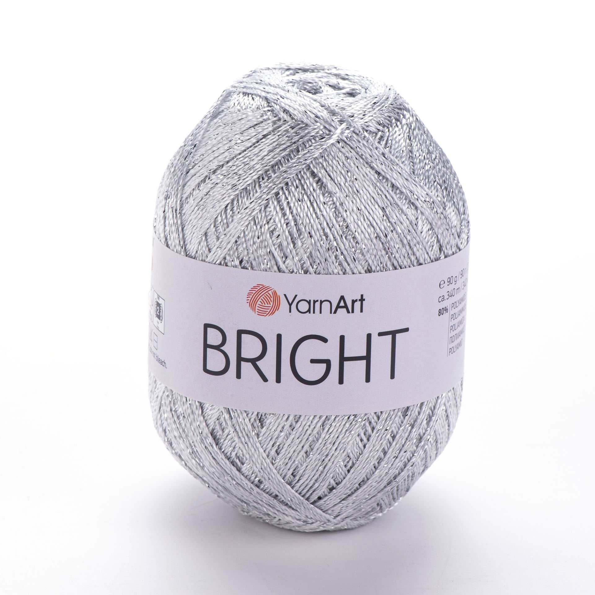 YARNART BRIGHT - GLITTERY KNITTING YARN SILVER - 128