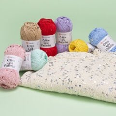 YARNART COTTON GOLD PAILLETTES - KNITTING YARN WHITE - 7102