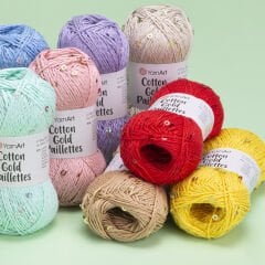 YARNART COTTON GOLD PAILLETTES - KNITTING YARN WHITE - 7102