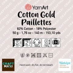 YARNART COTTON GOLD PAILLETTES - KNITTING YARN WHITE - 7102