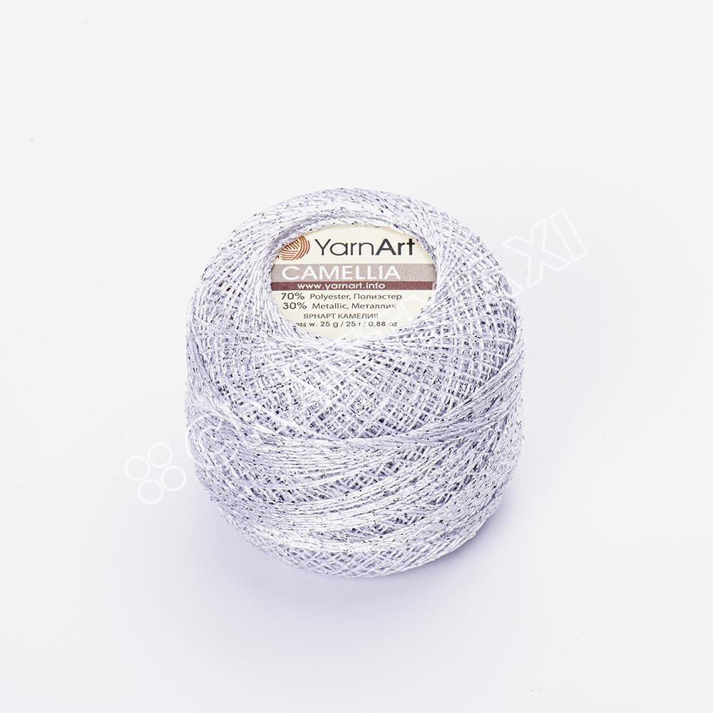 YARNART CAMELLIA - GLITTERY LACE YARN SILVER - 411