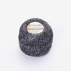 YARNART CAMELLIA - GLITTERY LACE YARN BLACK-SILVER GLITTERY - 412