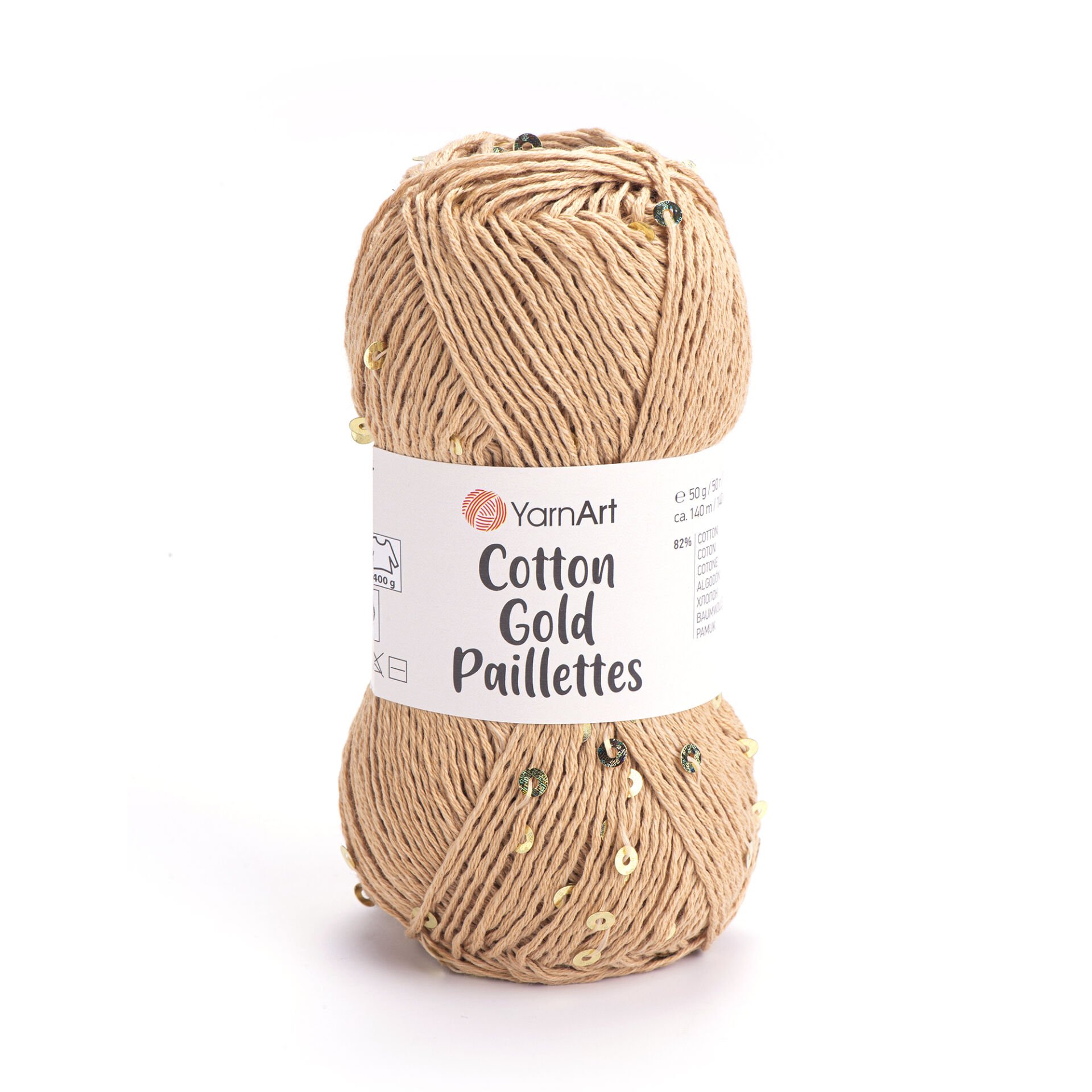 YARNART COTTON GOLD PAILLETTES - KNITTING YARN BEIGE - 7105