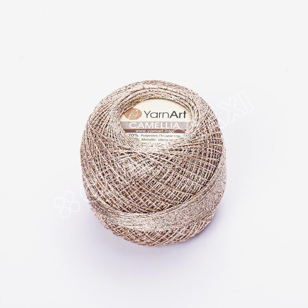 YARNART CAMELLIA - GLITTERY LACE YARN BEIGE - 418