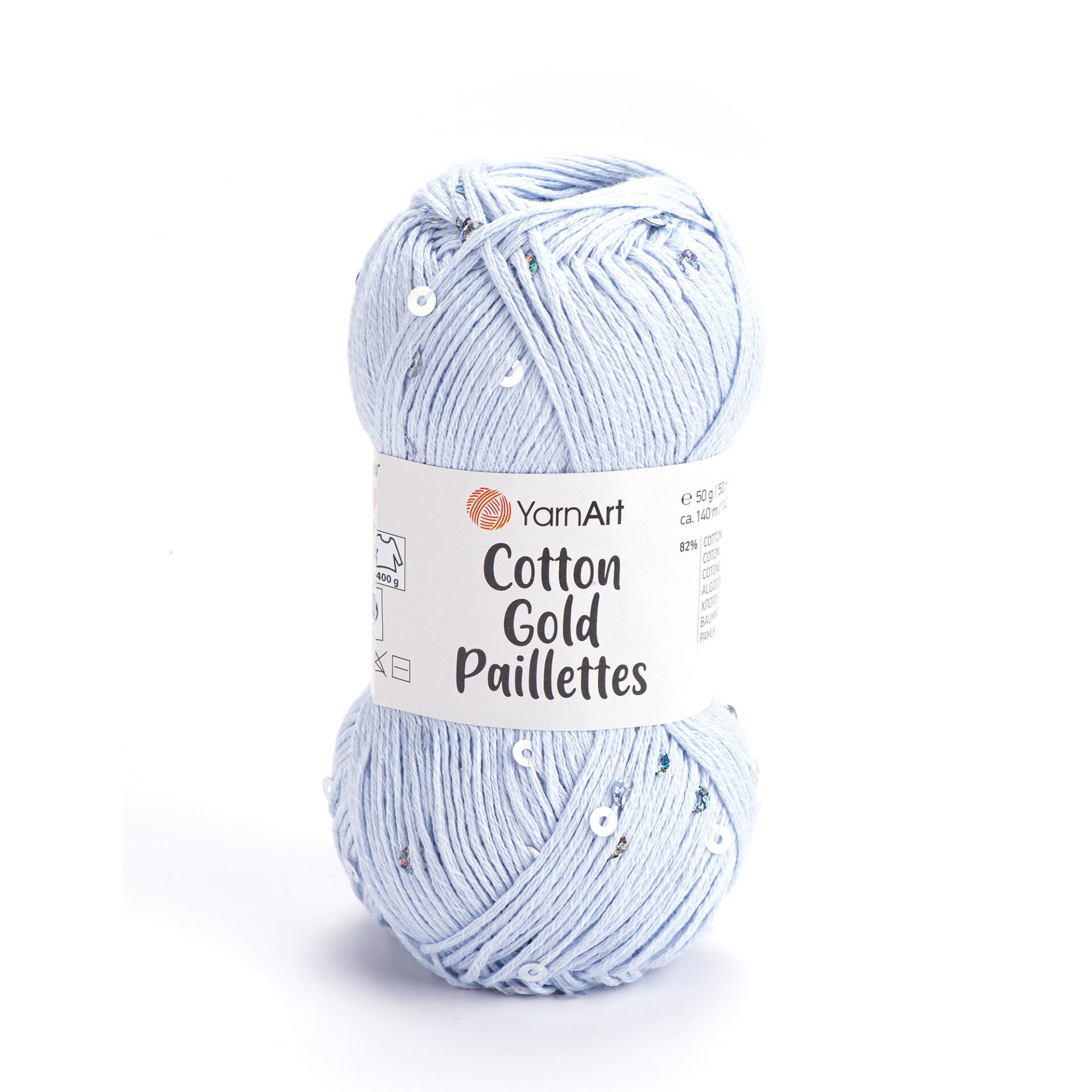 YARNART COTTON GOLD PAILLETTES - KNITTING YARN BLUE - 7109