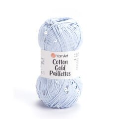 YARNART COTTON GOLD PAILLETTES - KNITTING YARN BLUE - 7109
