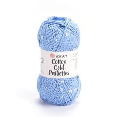 YARNART COTTON GOLD PAILLETTES - KNITTING YARN BLUE - 7110