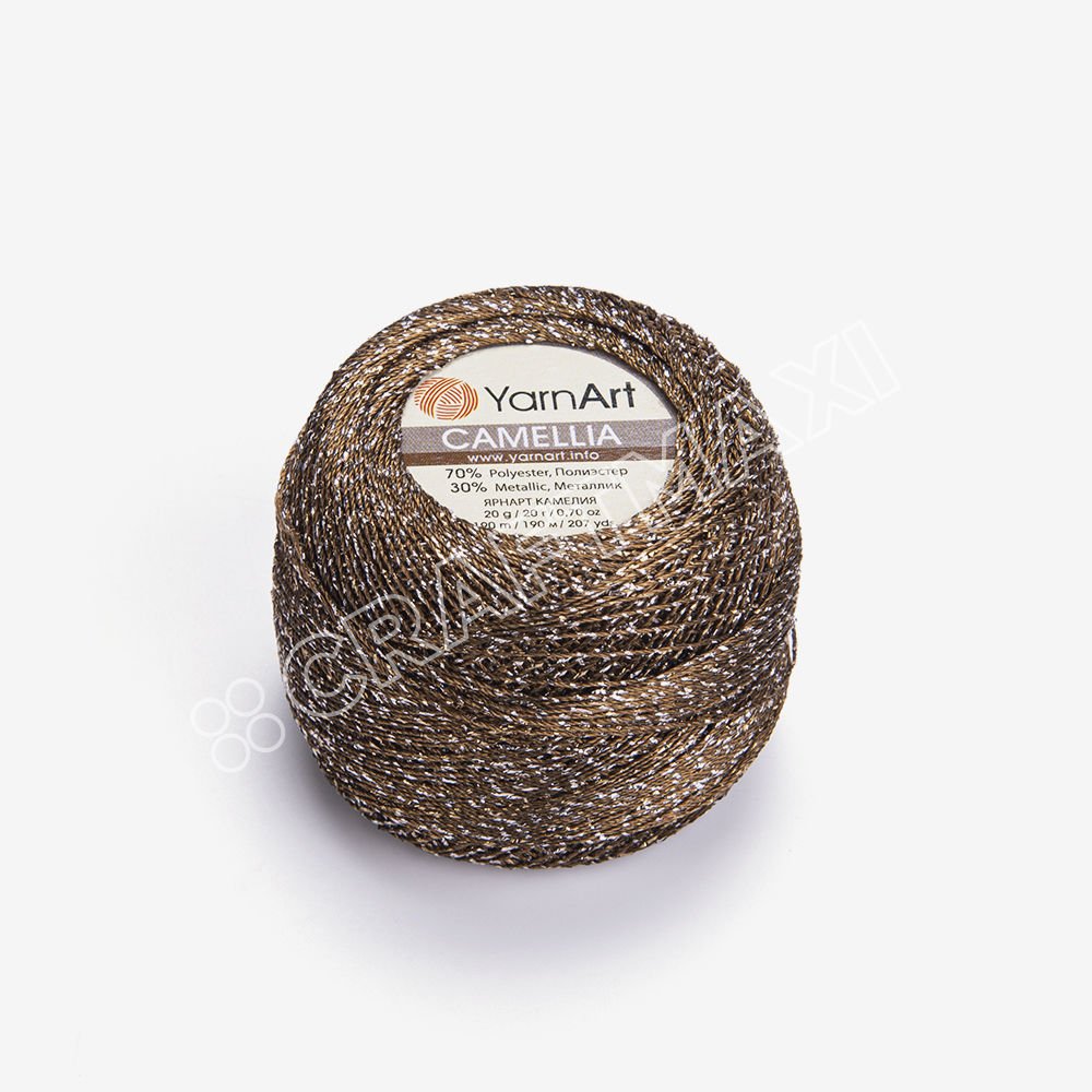 YARNART CAMELLIA - GLITTERY LACE YARN BROWN - 422