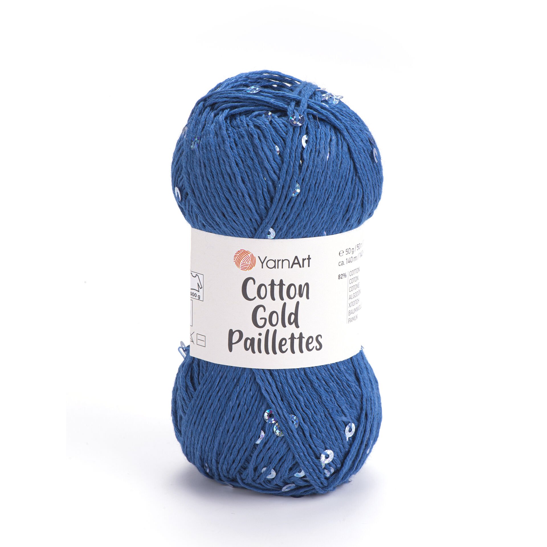 YARNART COTTON GOLD PAILLETTES - KNITTING YARN BLUE - 7111