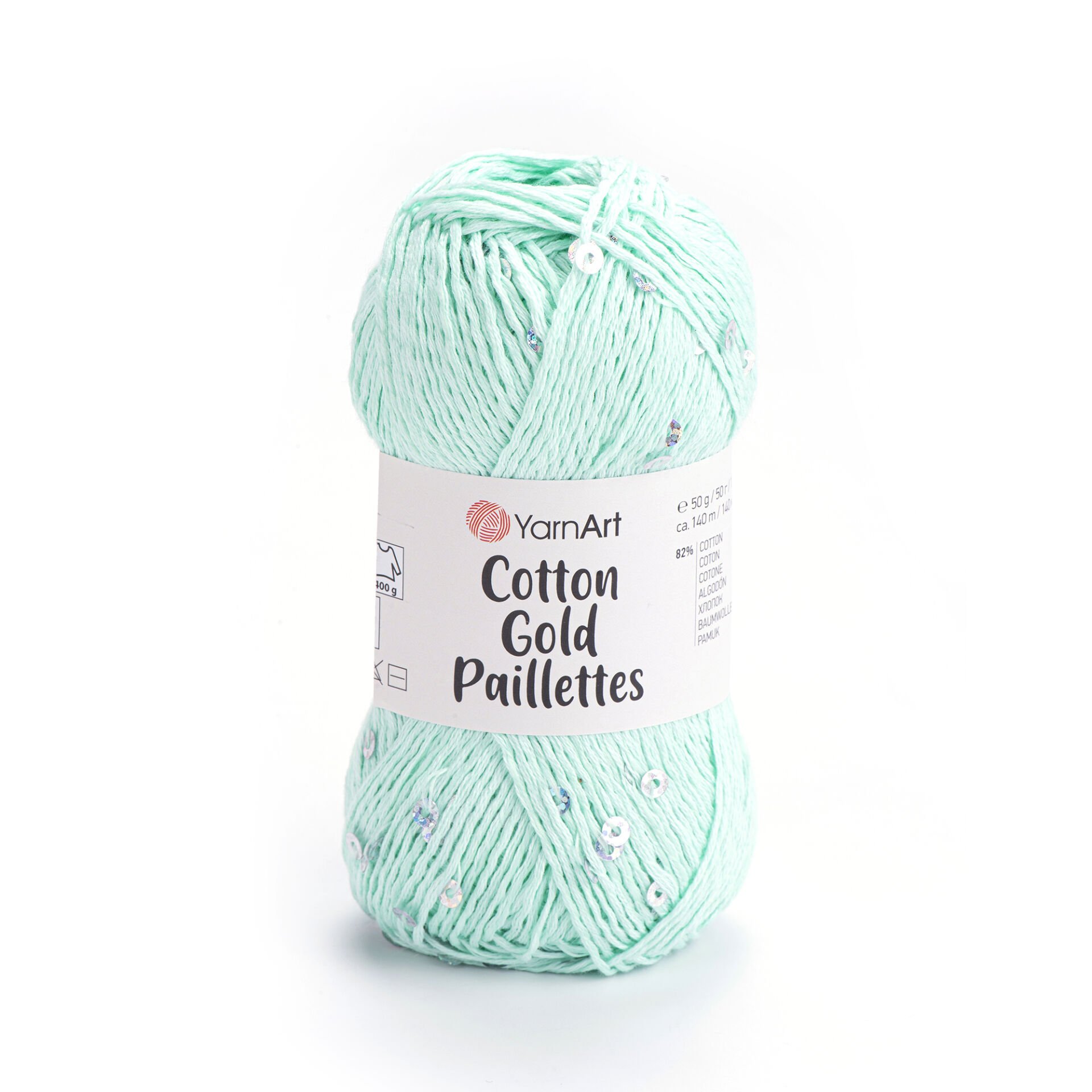 YARNART COTTON GOLD PAILLETTES - KNITTING YARN AQUAMARINE - 7112