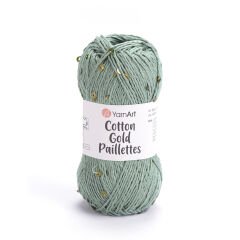 YARNART COTTON GOLD PAILLETTES - KNITTING YARN GREEN - 7113