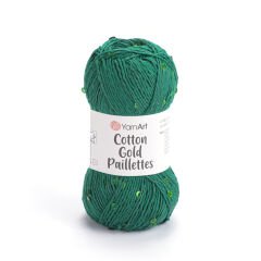 YARNART COTTON GOLD PAILLETTES - KNITTING YARN GREEN - 7114