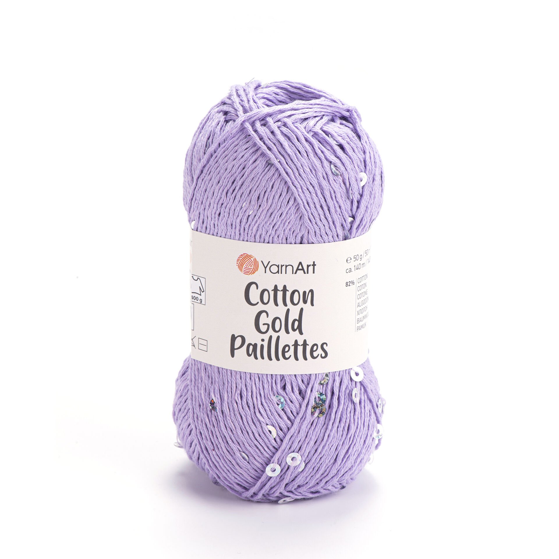 YARNART COTTON GOLD PAILLETTES - KNITTING YARN LILAC - 7116