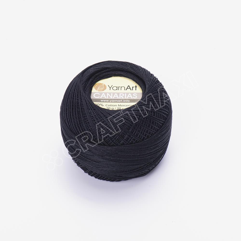 YARNART CANARIAS - MERCERIZED LACE YARN BLACK - 9999